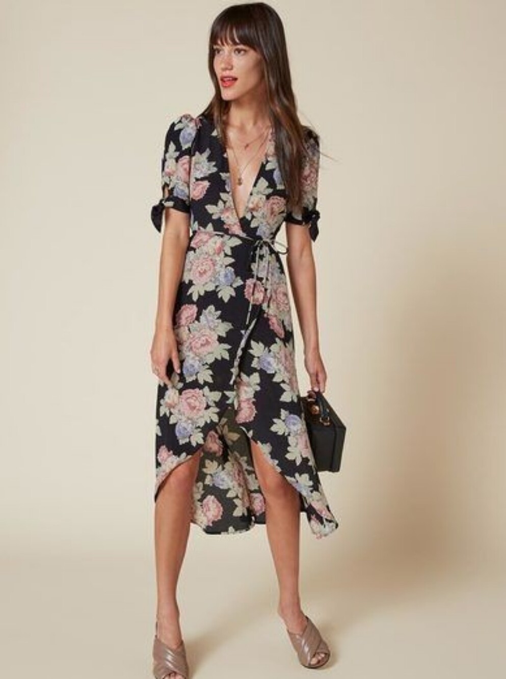 Reformation Royce Brookvale Midi Floral Wrap Dress